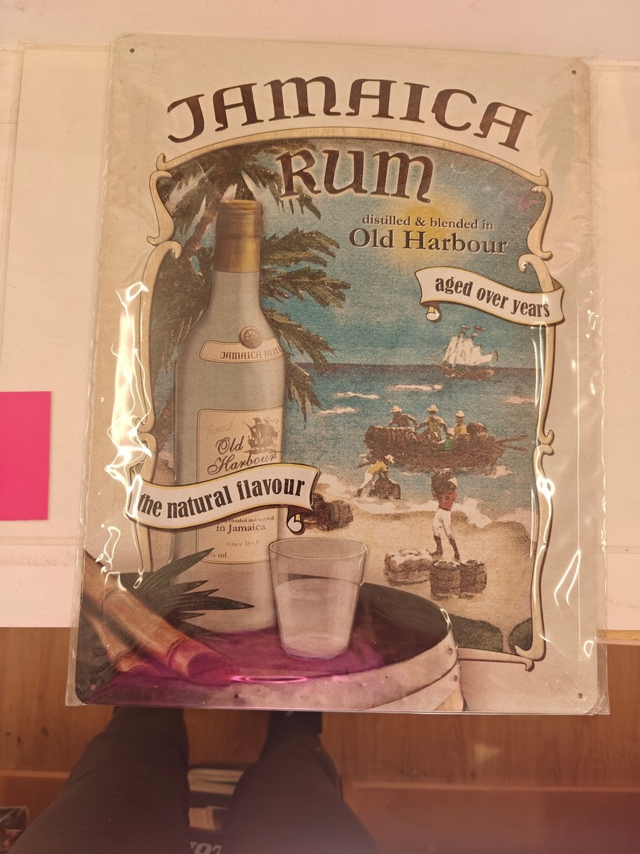 Metalskilt: Jamaica Rum. Ubrugt og i emballage.