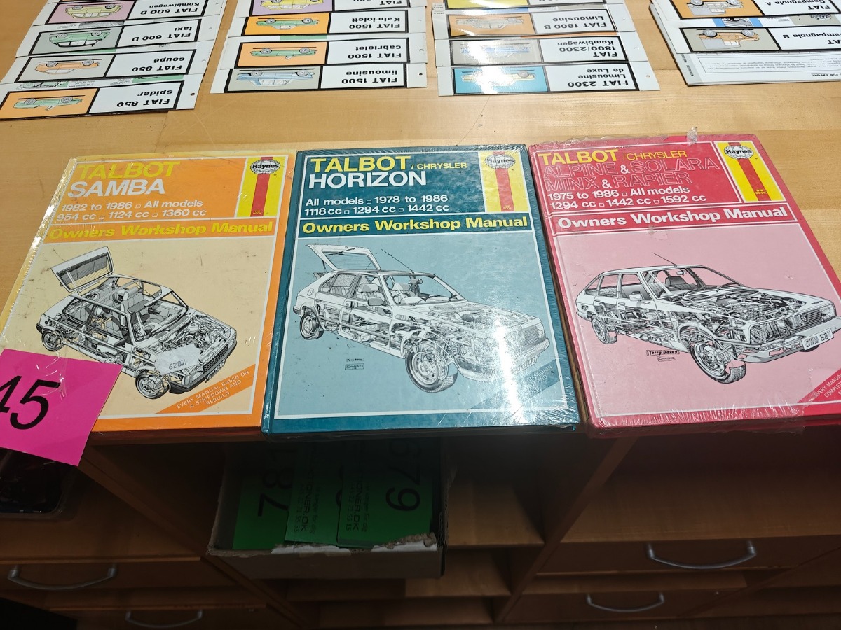 Talbot: 3 'Owners Workshop Manual' til Talbot Samba, Horizon & Chrysler. 