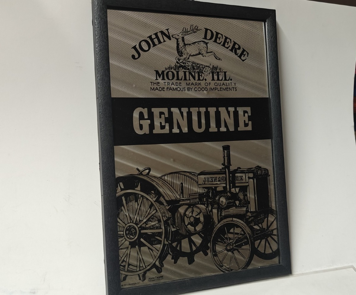 John Deere: Spejl m/ramme m/John Deere motiv. 