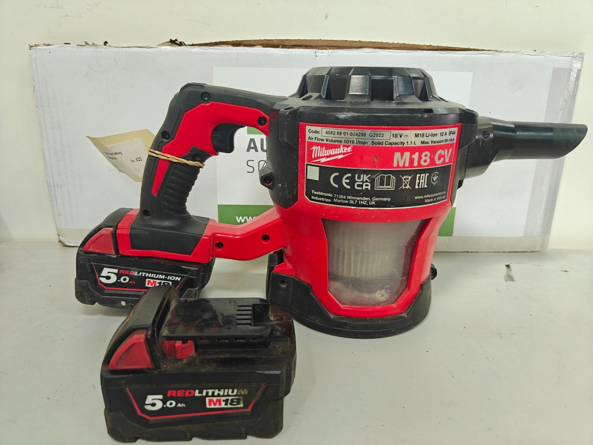 Milwaukee håndstøvsuger M18 CV incl 2 stk 5,0 Ah batterier