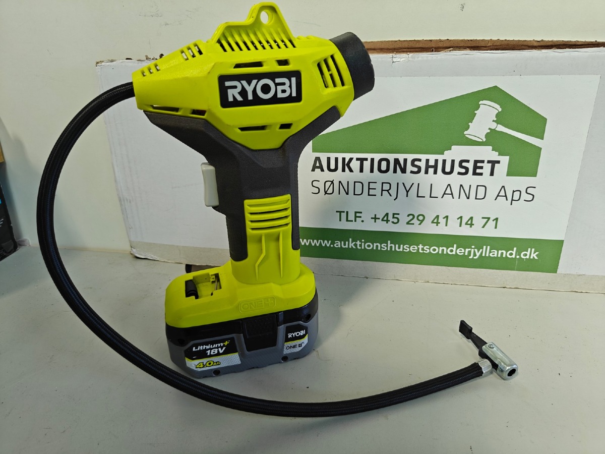 Ryobi luftpumpe, incl 4 Ah batteri