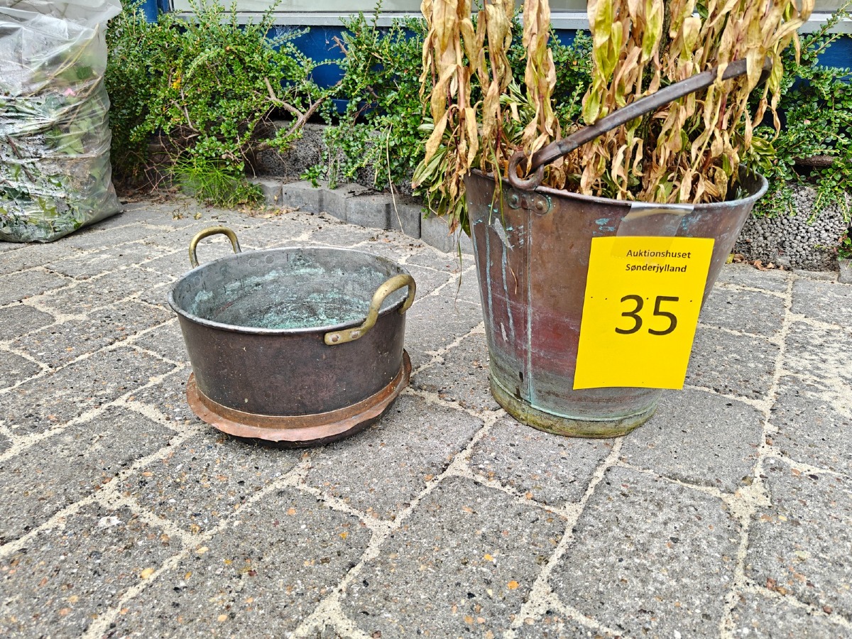 Kobberspand og gryde
