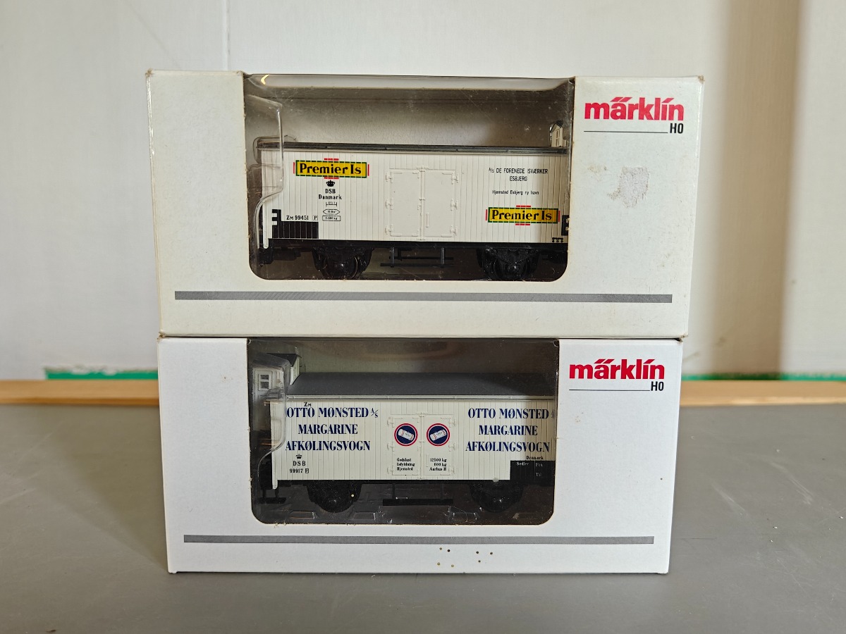 Märklin, 2 godsvogne Otto Mønsted og Premier Is