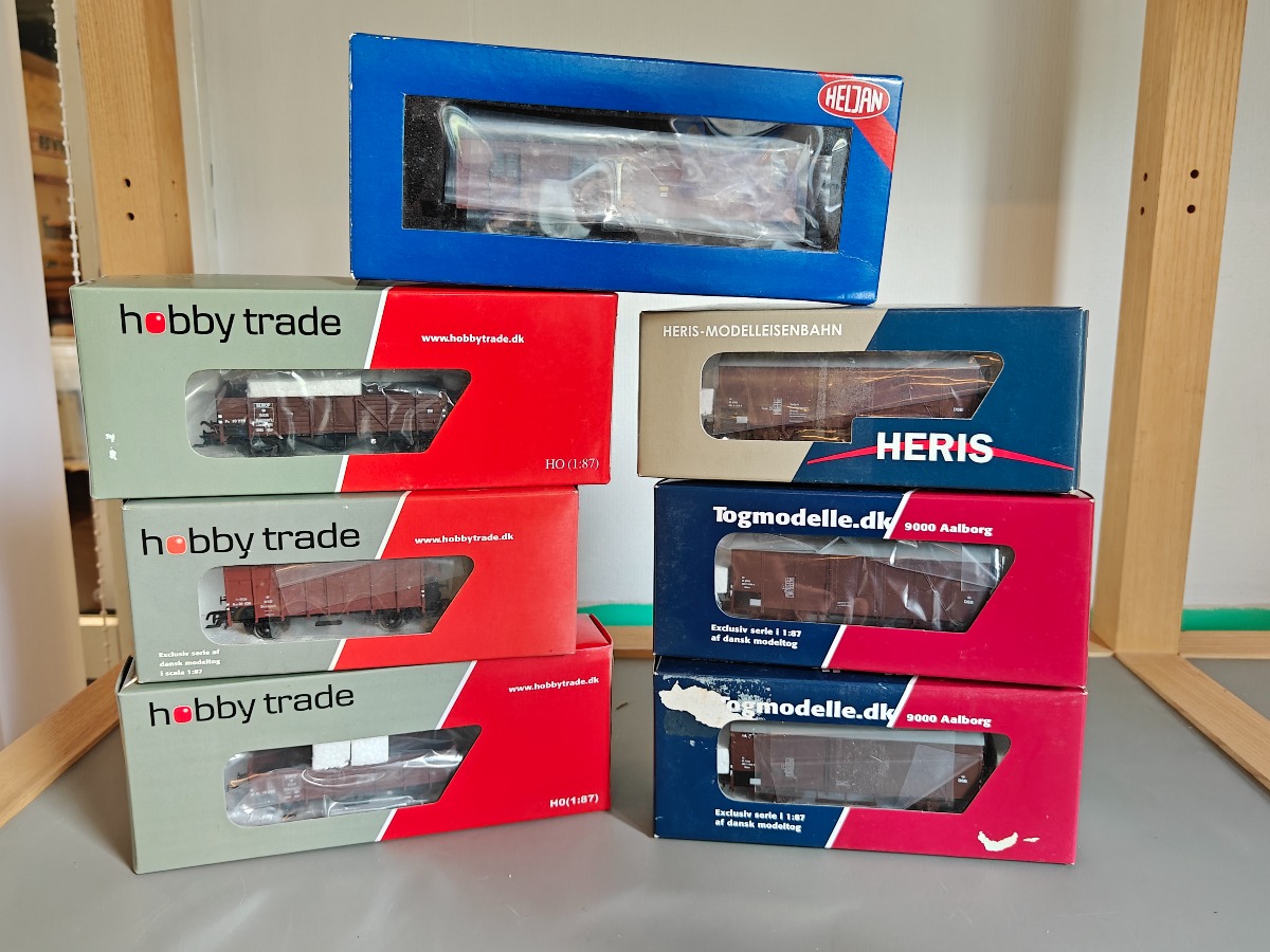 Hobbytrade, Togmodell, Heris og Heljan. 7 danske godsvogne