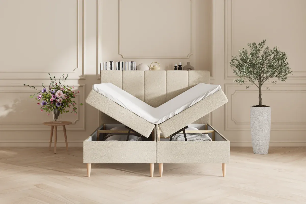 Leda opbevaringsseng - 160x200 - Lys Beige (9686)