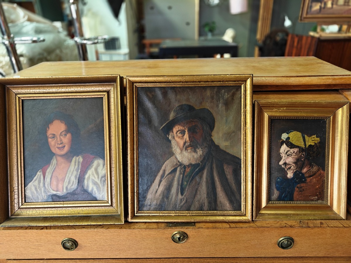 3 ubekendte kunstnere Portrætter. 