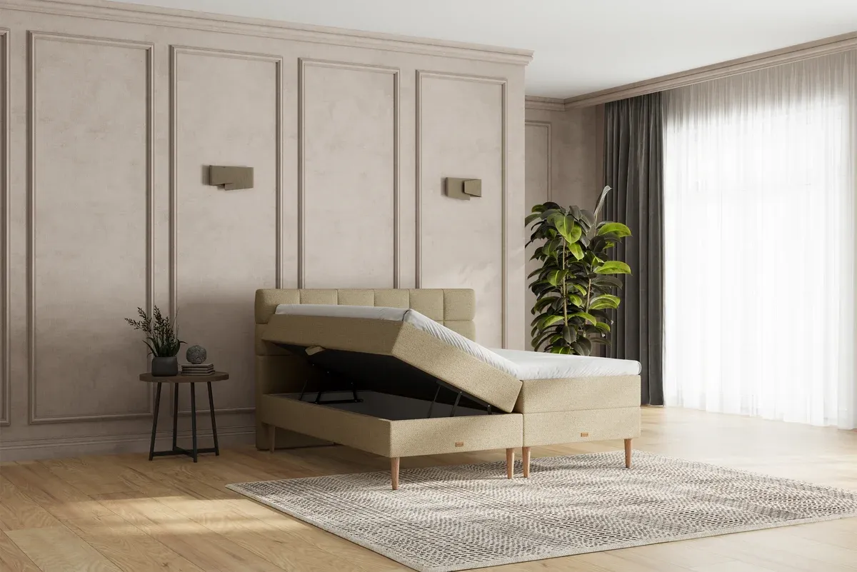 SÖVNN Zara Boxseng Med Opbevaring - 160x200 – Sand (9558)