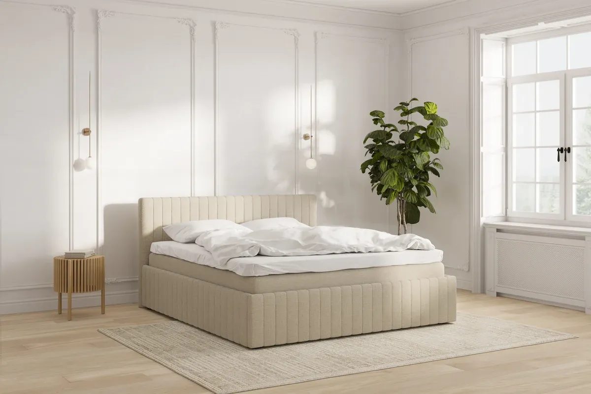 Keva Sengeramme- Beige - 180x200, med gavl & topmadras (7047)