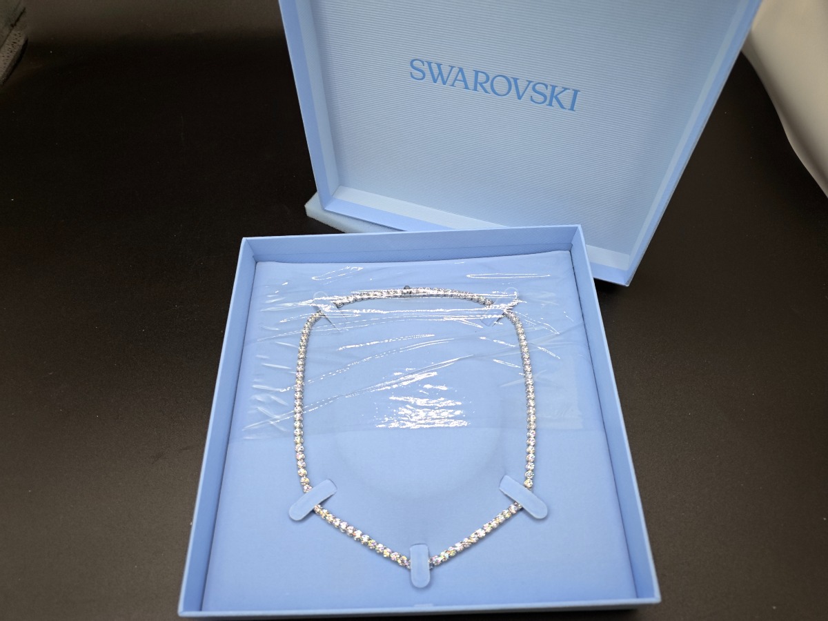 Swarovski Matrik tennis halskæde, hvid/klar. 