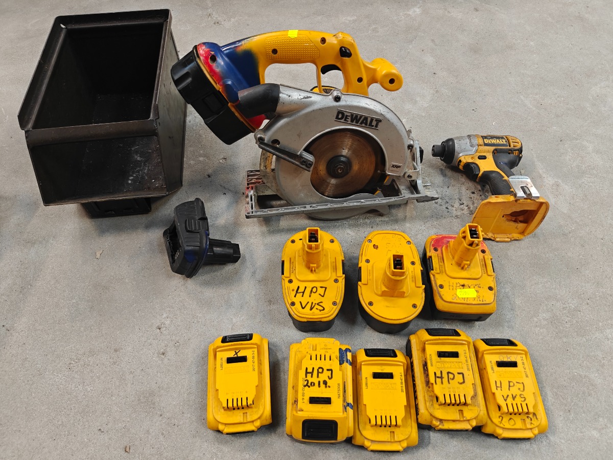 Dewalt rundsav, slagskruemaskine incl batterier 