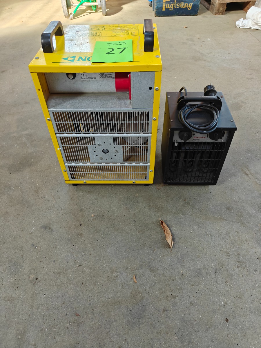 9 kw tridon varmeblæser & 2 kw Elworks varmeblæser