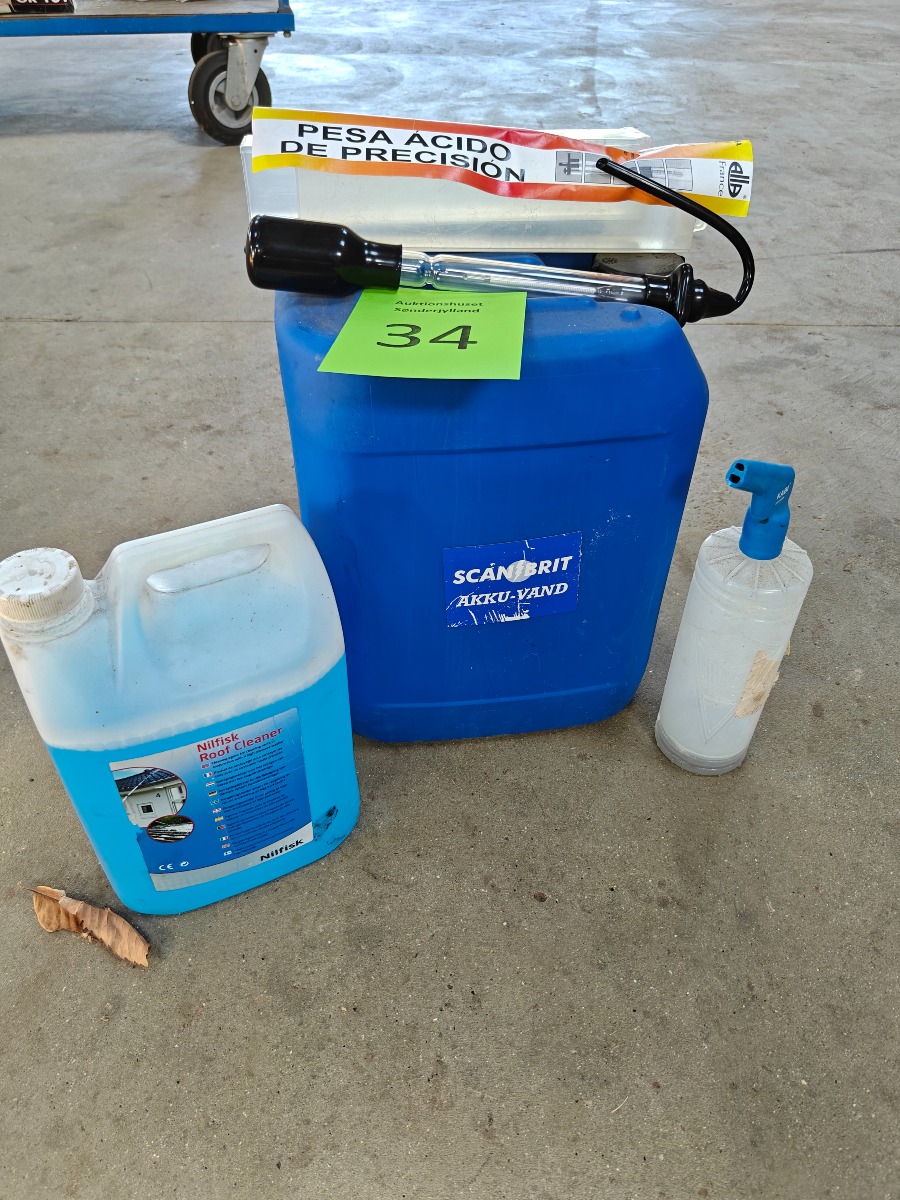 Nilfisk tagrens 5 L, batterivand & batteritester 