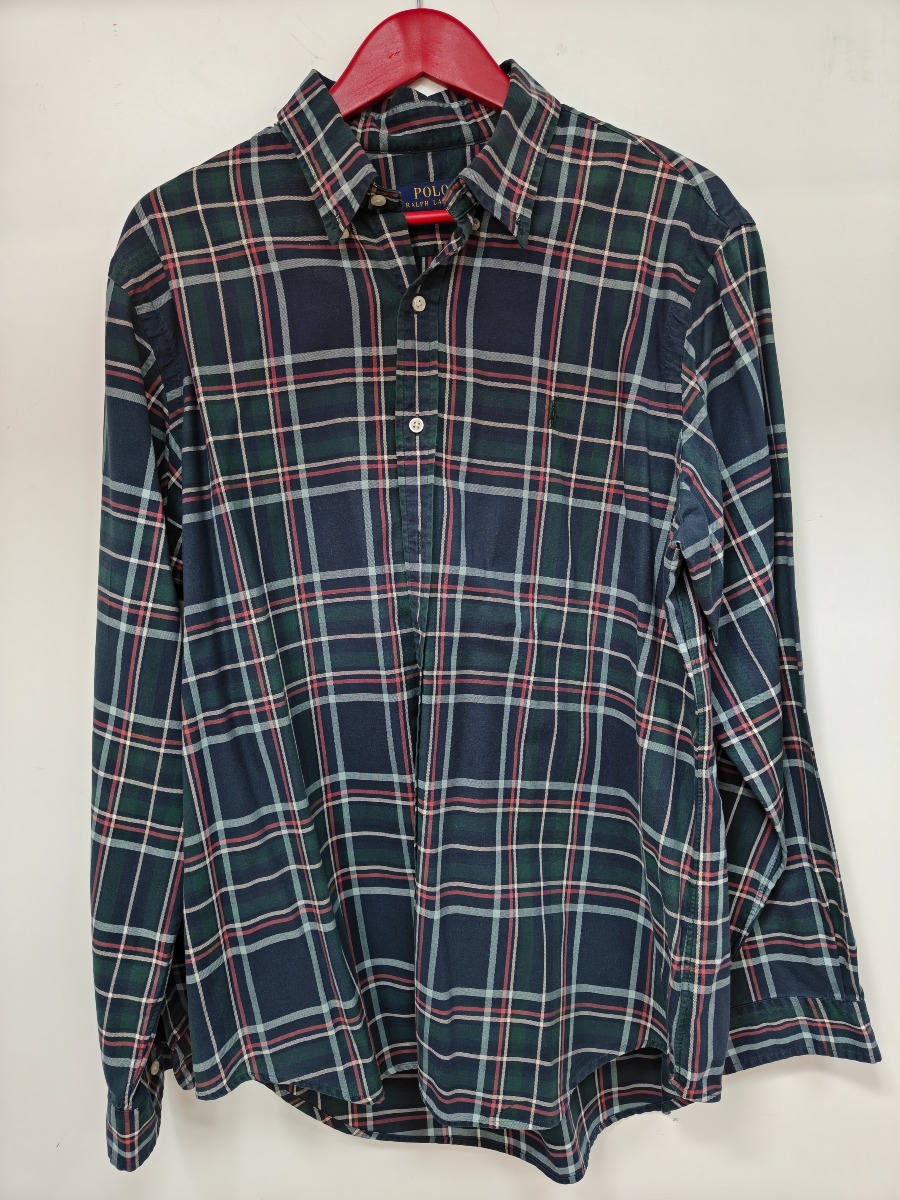 2 Ralph Lauren Herre skjorter, 1 skjorte i rød og blåternet