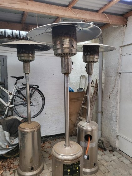 3 terrassevarmere i rustfrit stål til gas