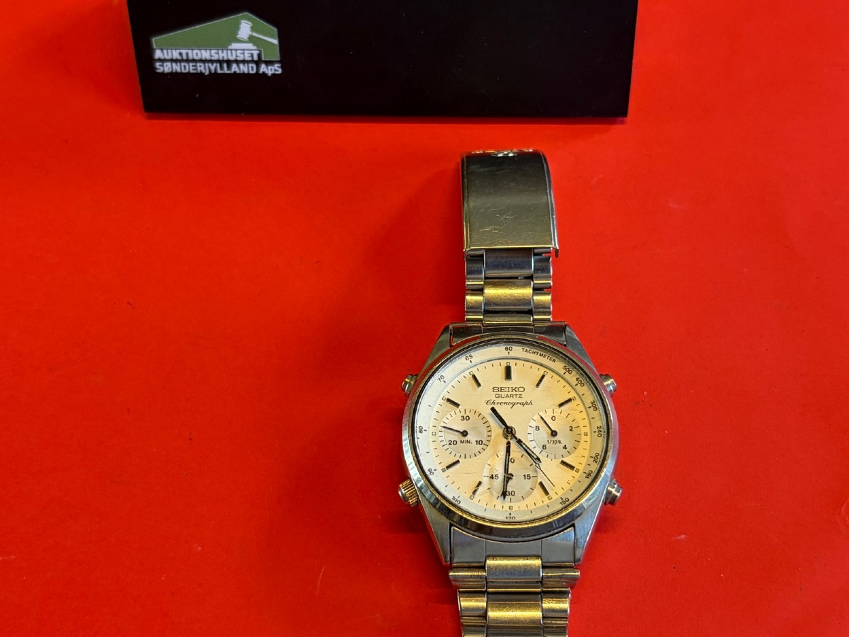 Seiko Quartz Chronograph – ref. 7A28-7020 med original Seiko stållænke