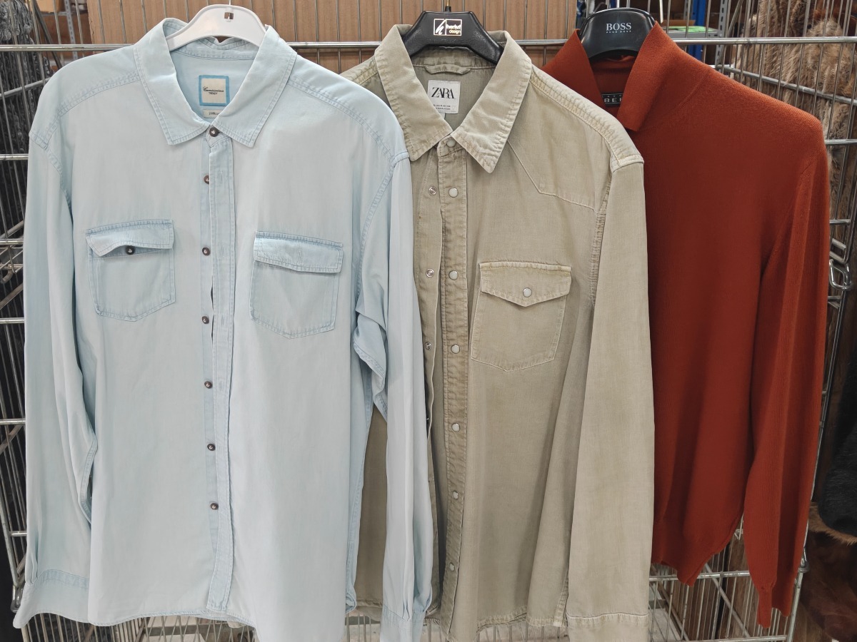 Strik, skjorte og Denim skjorte