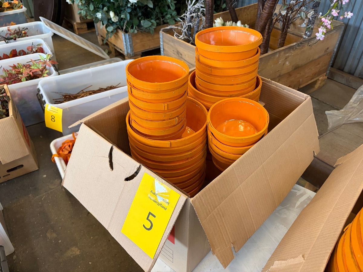 Stort parti orange kurve/skåle i flere størrelser – Ø ca. mellem 16-25 cm