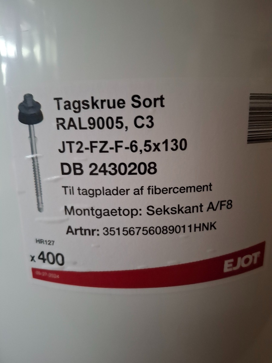 Nye/ubrugte tagskruer. 400 stk
