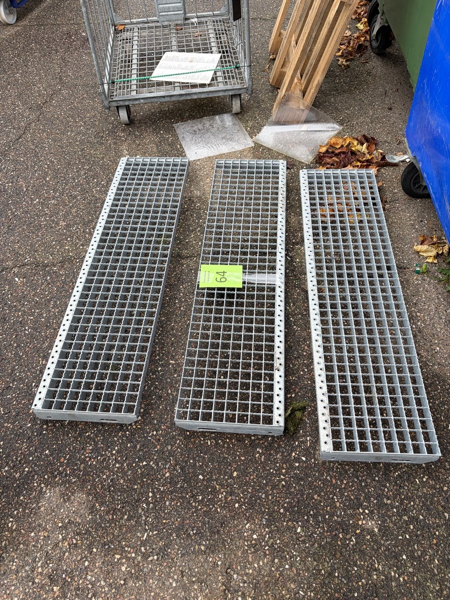 3 galvaniserede stålriste/gitterriste – 120 x 30 cm