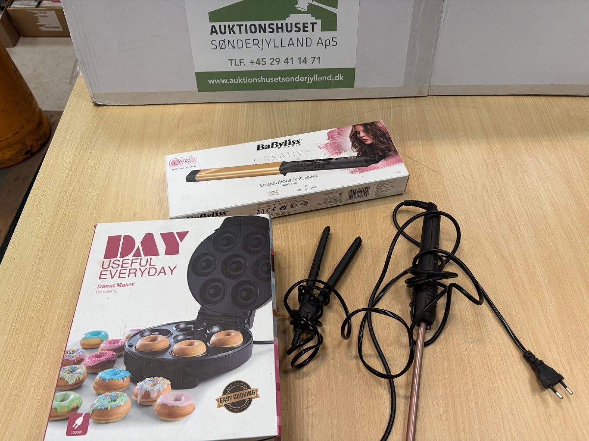 Blandet lot – BaByliss krøllejern, glattejern og DAY donutmaskine