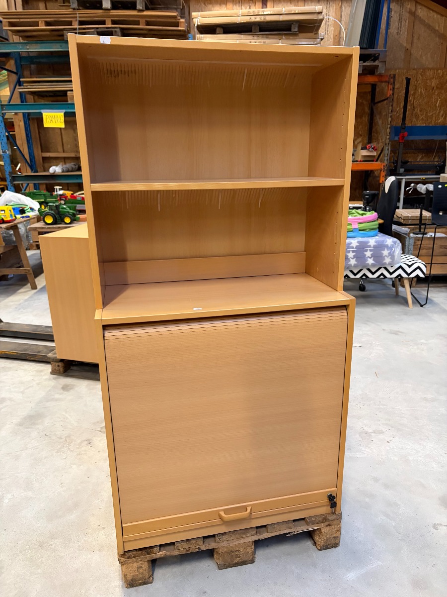 Reolskab med hylder og aflåseligt jalousiskab – med 1 nøgle – 41 x 78 x 153 cm