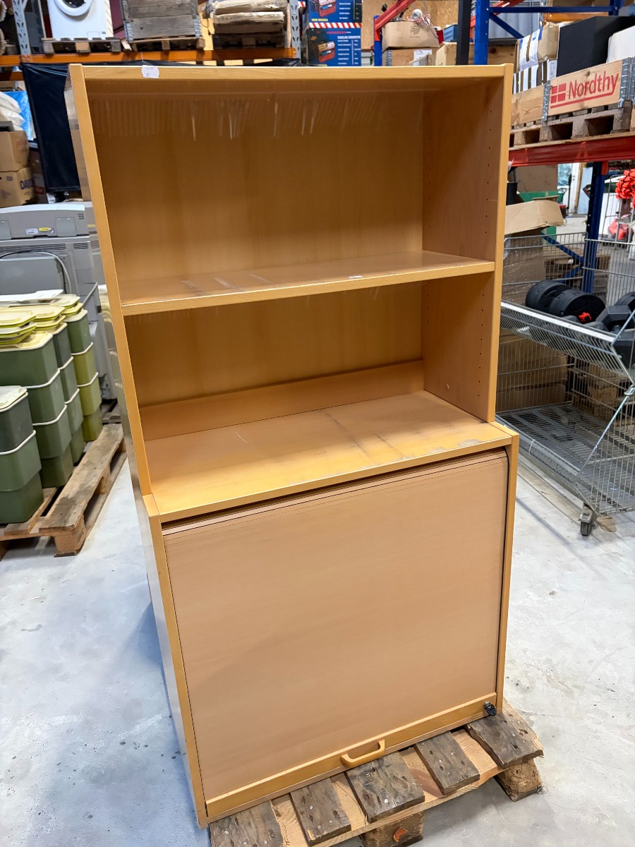 Reolskab med hylder og aflåseligt jalousiskab – med 1 nøgle – 31 x 40 x 147 cm